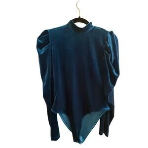 Shein Velvet Bodysuit Blue